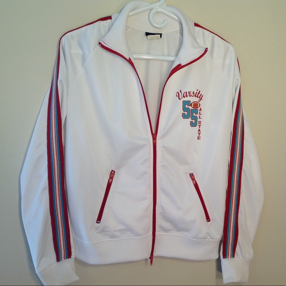 RUE 21 WARM UP JACKET LARGE WHITE RED AND TEAL - Picture 6 of 12